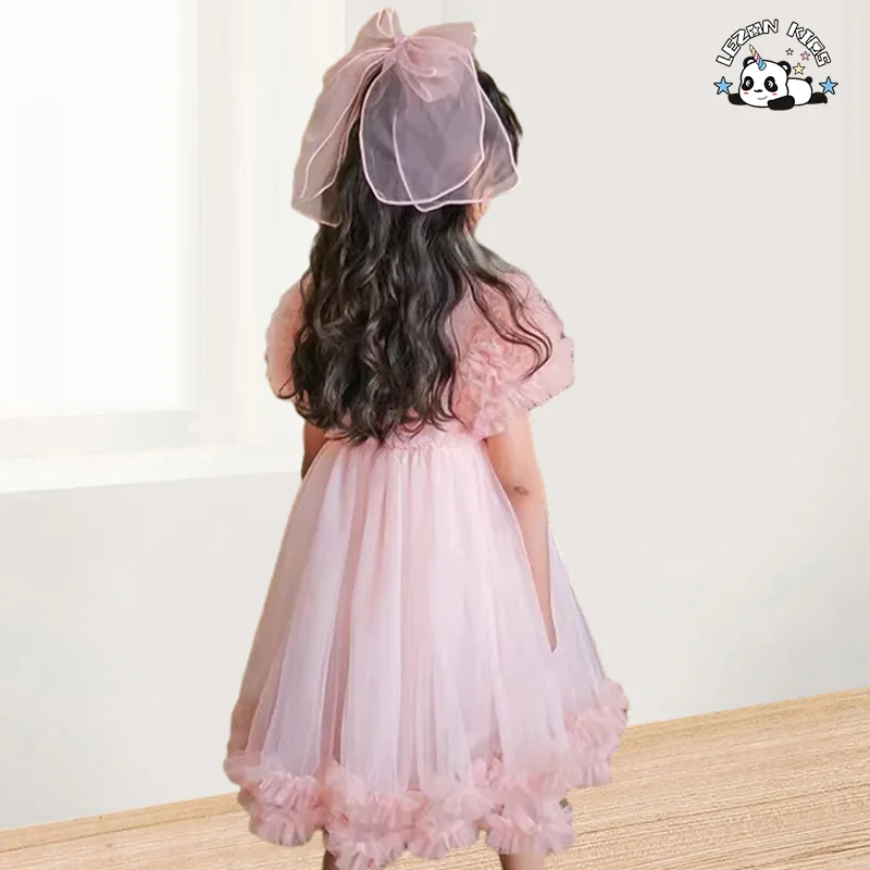 LEZONKIDS - Wholesale Customization Elegant Puffy Shining Sequins Tulle Girls Birthday Party Dresses